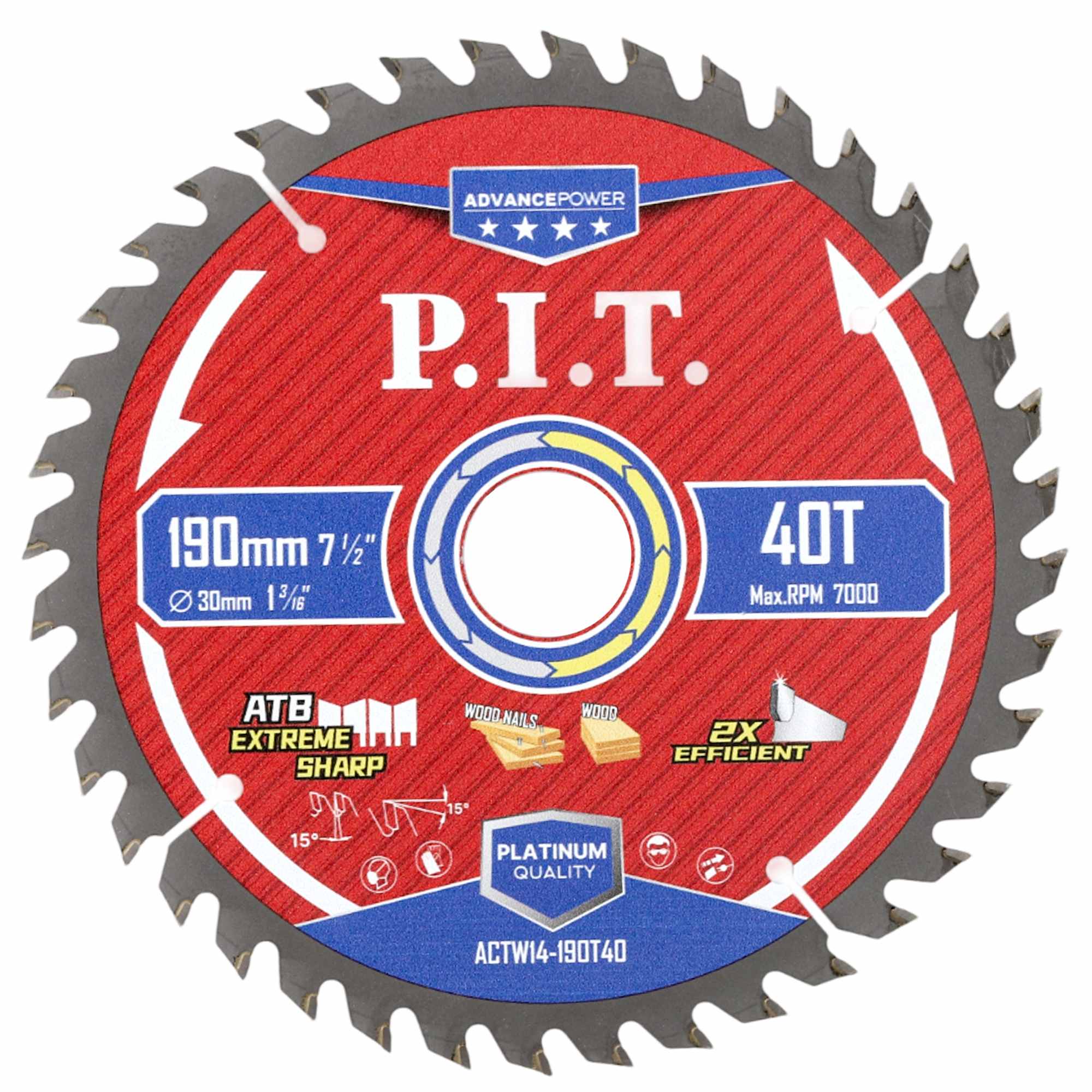Диск пильный по дереву  ADVANCE  ACTW14-190T40 PIT