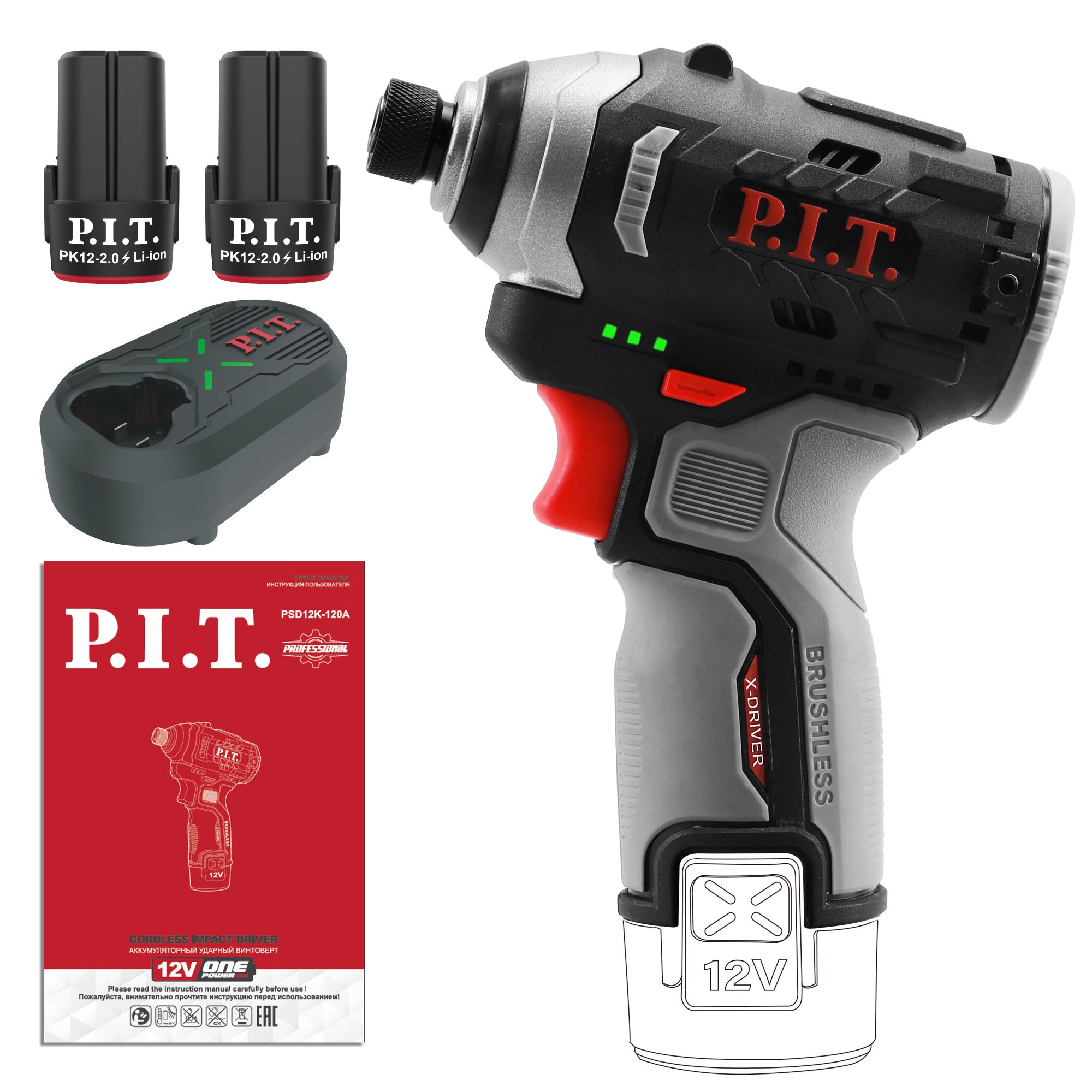 Винтоверт ударный аккумуляторный   PSD12K-120A/2 на системе OnePower PIT