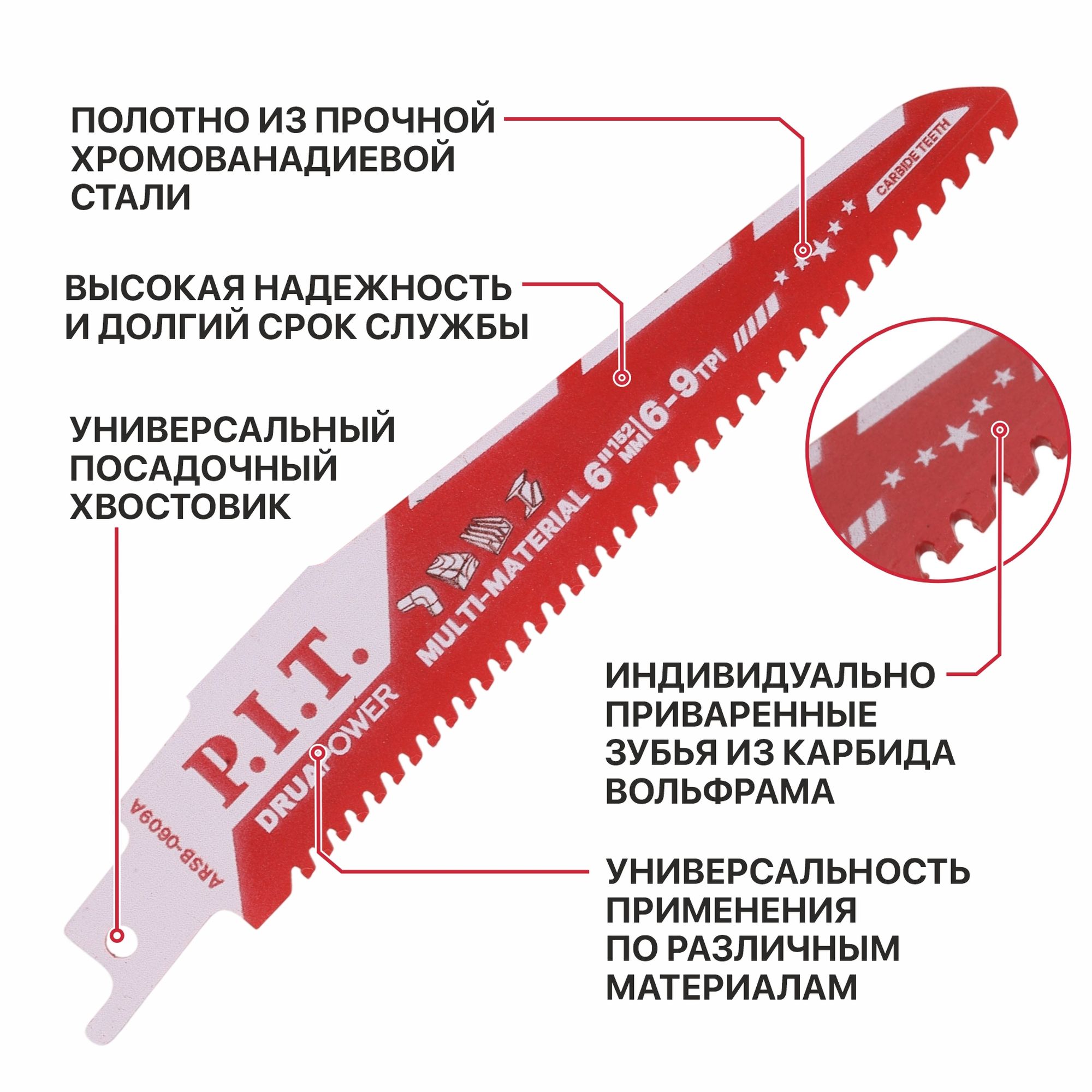 Полотно для сабельной пилы с карбидными зубьями ARSB-0609A PIT