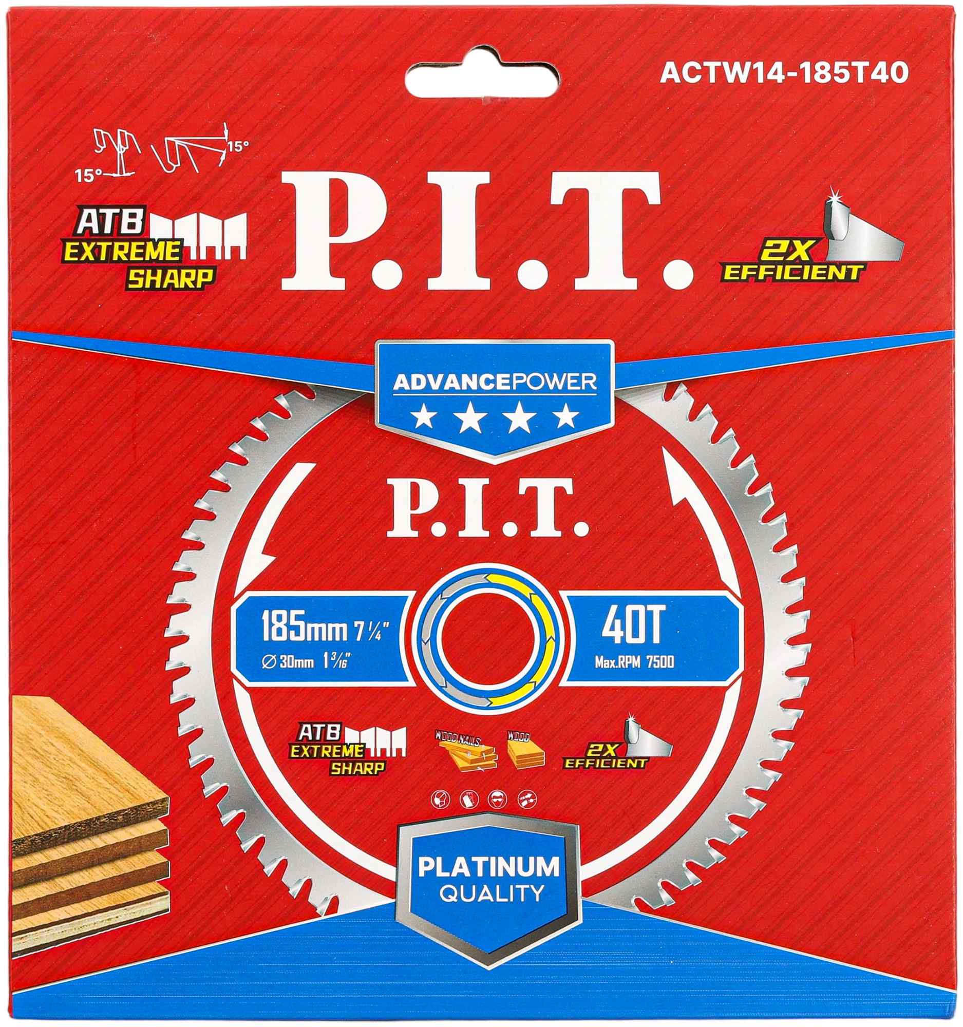 Диск пильный по дереву  ADVANCE  ACTW14-185T40 PIT