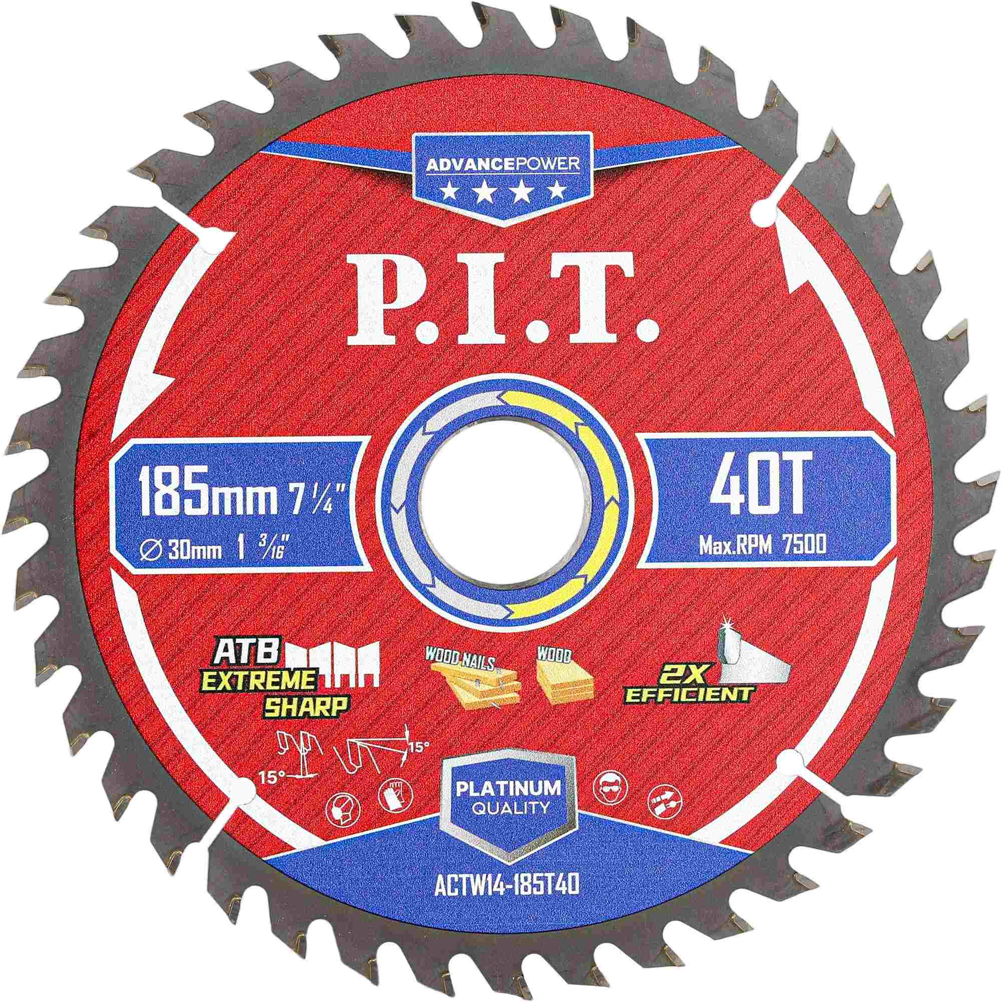 Диск пильный по дереву  ADVANCE  ACTW14-185T40 PIT