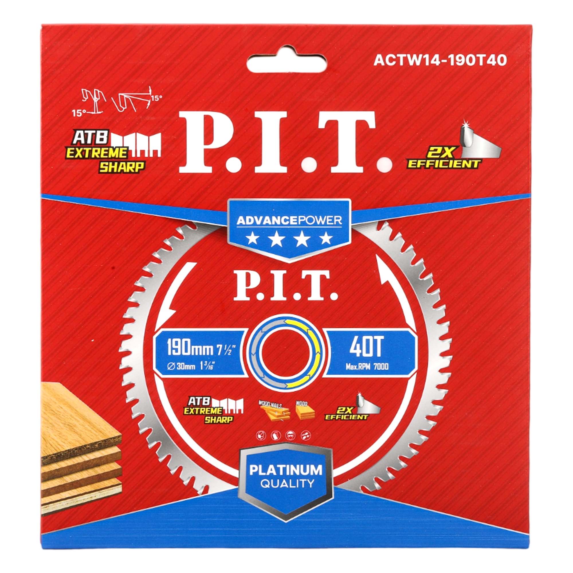 Диск пильный по дереву  ADVANCE  ACTW14-190T40 PIT