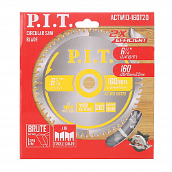 Диск пильный по дереву  160x20/16x2,2 мм 20T, тип зуба ATB (ACTW10-160T20)  PIT 